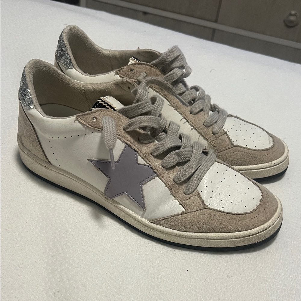 ShuShop Women's Sneakers in White, Gray, and Tan